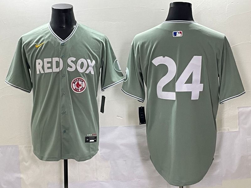 Men 2025 Boston Red Sox 24 No Name Light Green Joint Name Nike MLB Jersey style 10